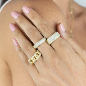  Pavé Oval Chain Link Ring - Adina Eden's Jewels