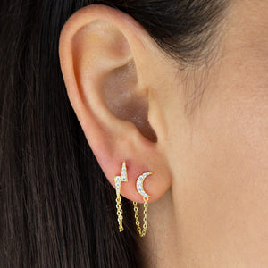  Pavé Celestial Chain Stud Earring - Adina Eden's Jewels