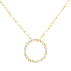 Gold Pavé Open Circle Necklace - Adina Eden's Jewels