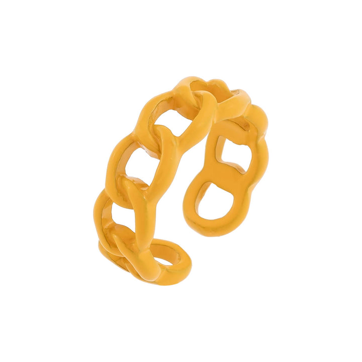 Orange Enamel Colored Chain Link Ring - Adina Eden's Jewels