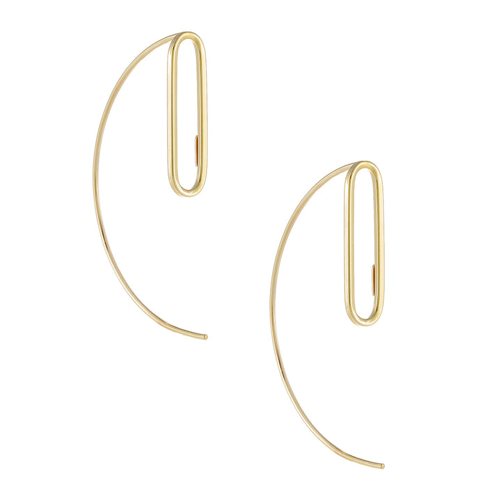 14K Gold / Pair Oval Link Threader Earring 14K - Adina Eden's Jewels