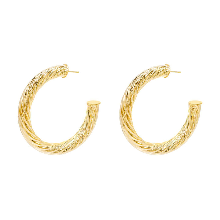 Gold / 55 MM Twist Hoop Earring - Adina Eden's Jewels