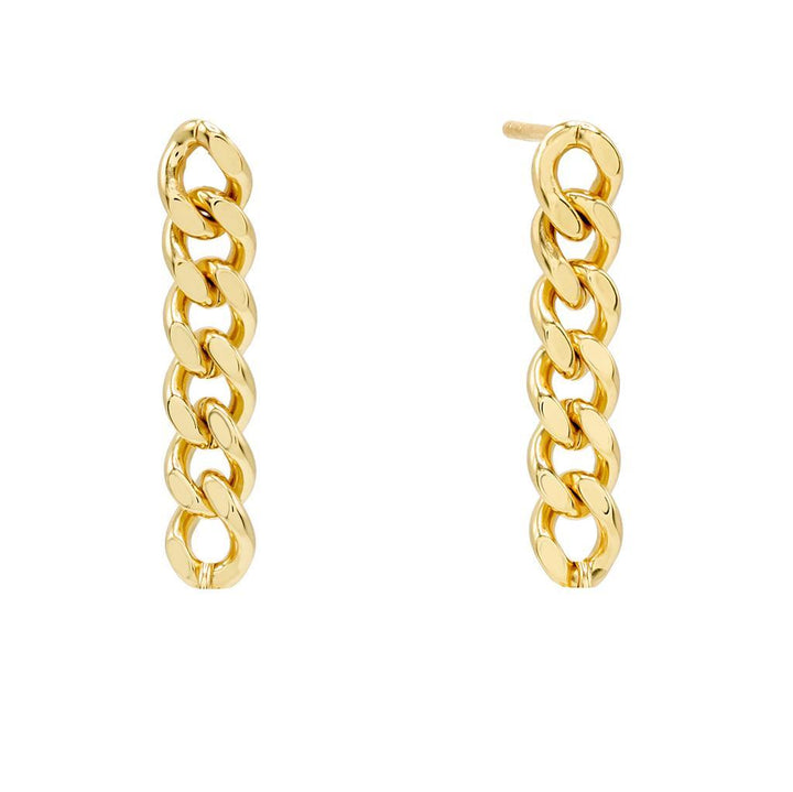 Gold XS Solid Cuban Chain Drop Earring - Adina Eden's Jewels