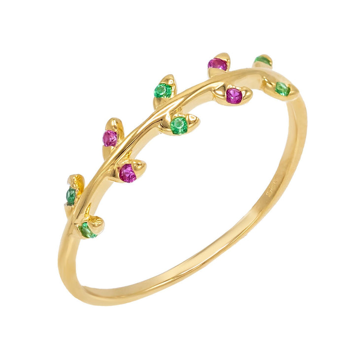 Gold / 7 Multi-Color Leaf Ring - Adina Eden's Jewels