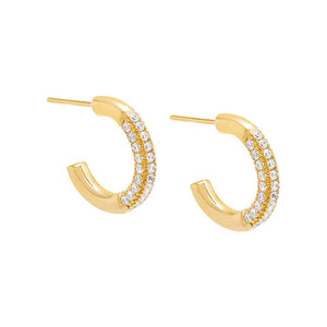 Gold / Single Pavé Accented Hoop Earring - Adina Eden's Jewels