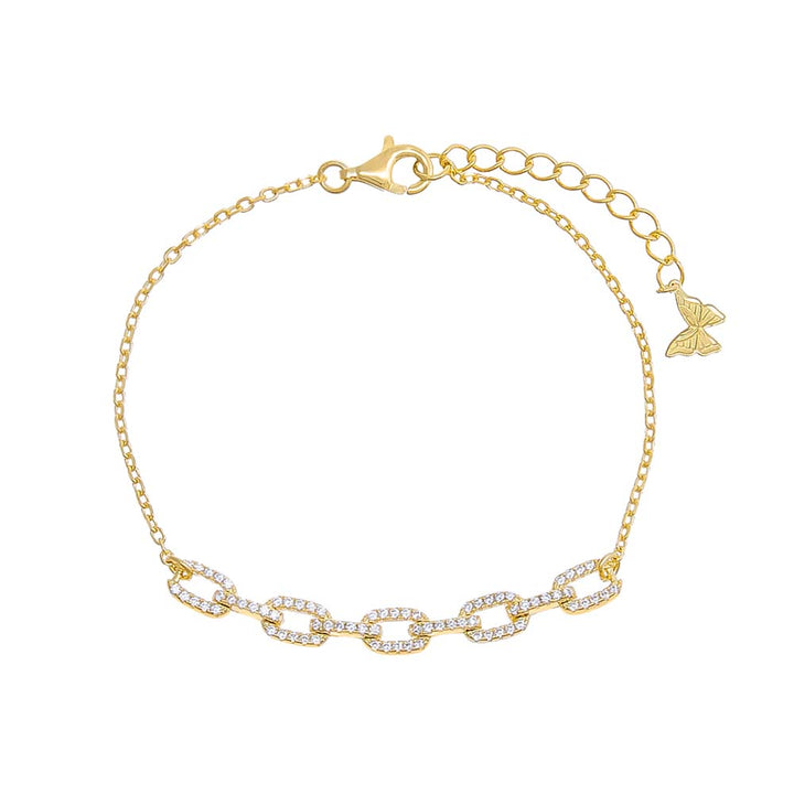 Gold Pavé Boxed Link Chain Bracelet - Adina Eden's Jewels