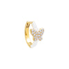 White / Enamel / Single Pave Butterfly Colored Enamel Huggie Earring - Adina Eden's Jewels