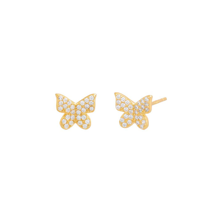 Gold / Pair Pavé Butterfly Stud Earring - Adina Eden's Jewels