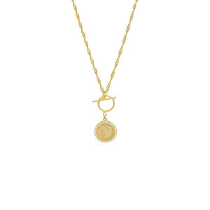 Gold Pavé Coin X Toggle Necklace - Adina Eden's Jewels