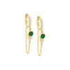 Emerald Green / Pair Pavé Colored Bezel Drop Chain Huggie Earring - Adina Eden's Jewels