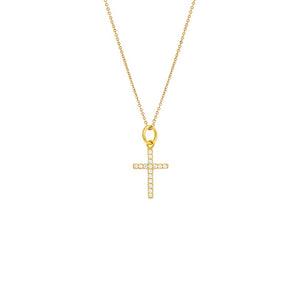 Gold / 20IN Pave Cross Necklace - Adina Eden's Jewels