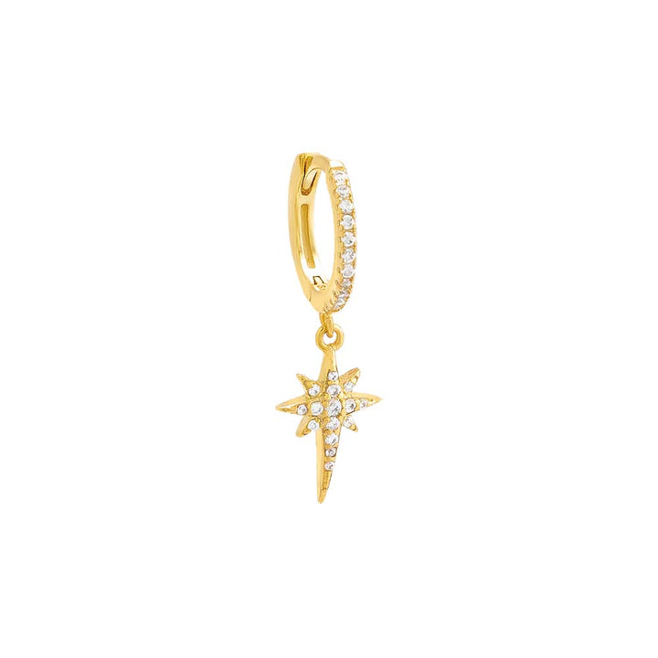 Gold / Single Pavé Dangling Starburst Huggie Earring - Adina Eden's Jewels