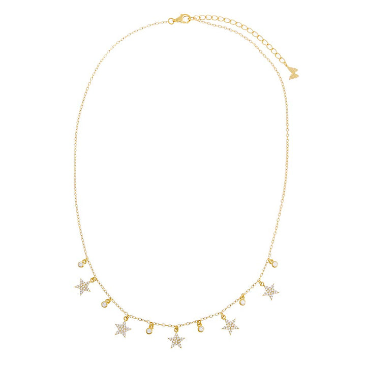  Pavé Dangling Stars & Bezel CZ Necklace - Adina Eden's Jewels