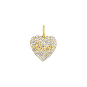 Gold Pave Love Heart Necklace Charm - Adina Eden's Jewels