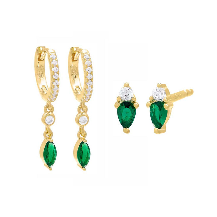 Gold The Green X Gold Earring Combo Set - Adina Eden's Jewels