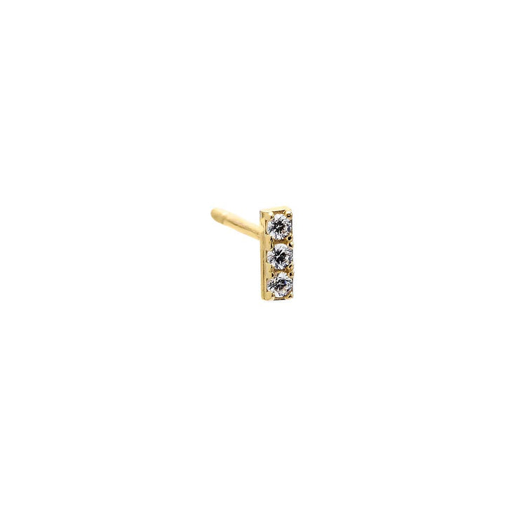 14K Gold / Single Pave Mini Bar Stud Earring 14K - Adina Eden's Jewels