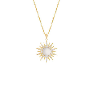 Mother of Pearl Pave Mother Of Pearl Spiked Pendant Necklace - Adina Eden's Jewels