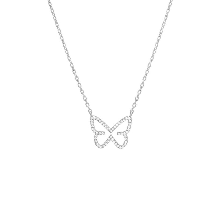 Silver Pavé Open Butterfly Necklace - Adina Eden's Jewels