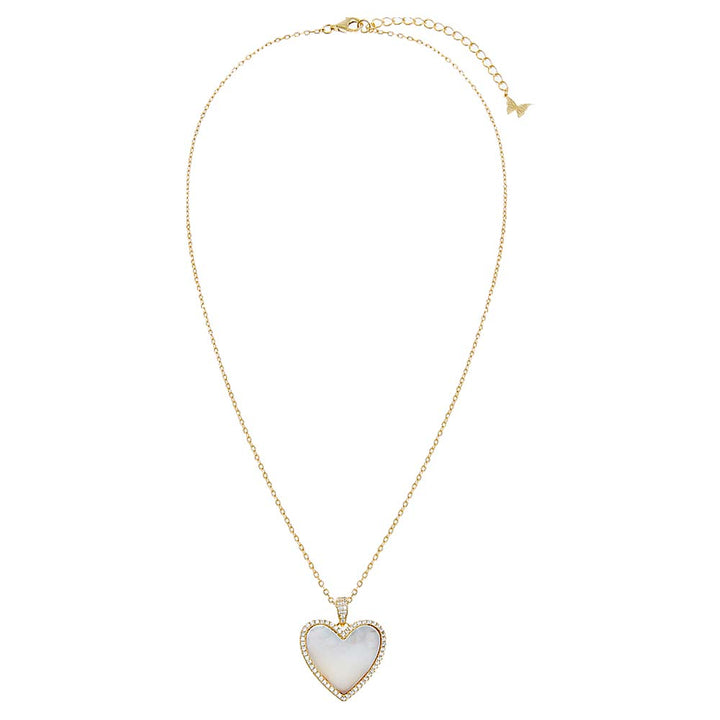  Pave Outlined Heart Stone Necklace - Adina Eden's Jewels