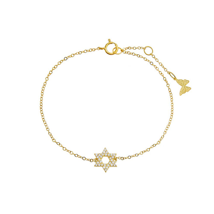 Gold Pavé Star Of David Bracelet - Adina Eden's Jewels