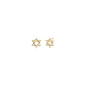 Gold / Pair Pavé Star Of David Stud Earring - Adina Eden's Jewels