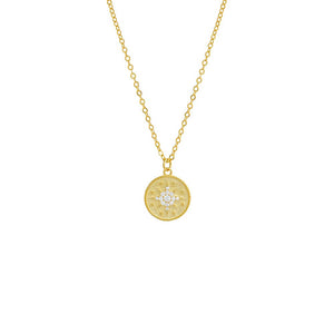 Gold Pave Starburst Medallion Necklace - Adina Eden's Jewels