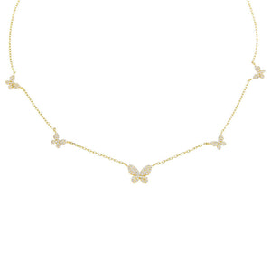 Gold Pavé 5 Butterfly Necklace - Adina Eden's Jewels