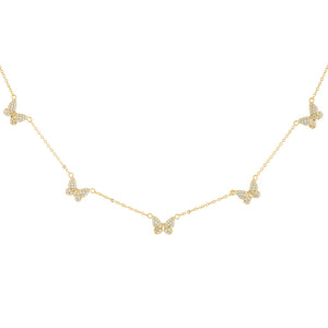 Gold Pavé 5 Butterfly Necklace - Adina Eden's Jewels