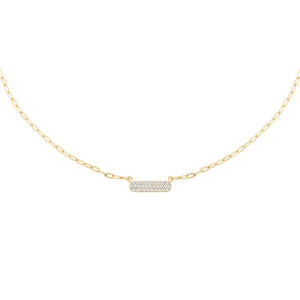 Gold Pavé Bar Link Necklace - Adina Eden's Jewels