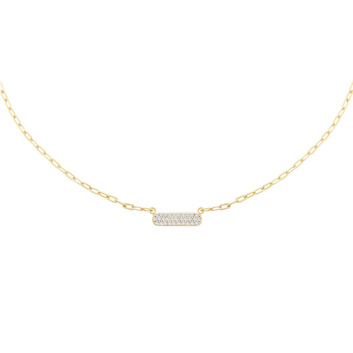 Gold Pavé Bar Link Necklace - Adina Eden's Jewels