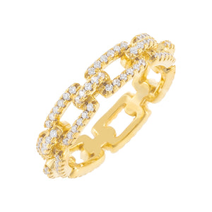 Gold / 6 Pavé Box Link Ring - Adina Eden's Jewels