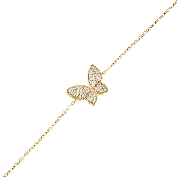 Gold Pavé Butterfly Bracelet - Adina Eden's Jewels
