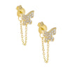 Gold Pavé Butterfly Chain Stud Earring - Adina Eden's Jewels