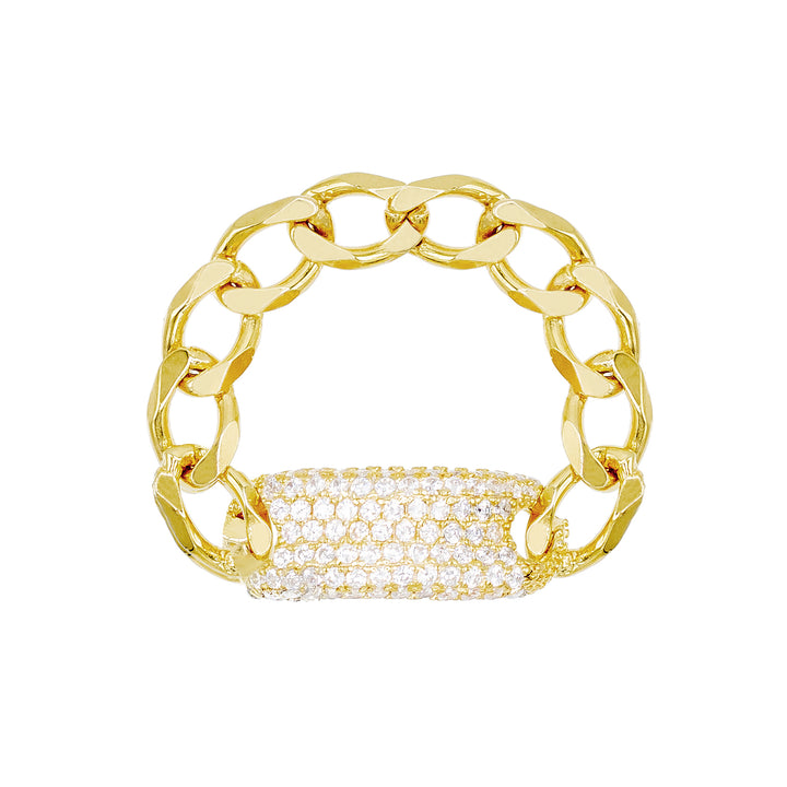 Gold / 6 Pavé Bar Chain Ring - Adina Eden's Jewels