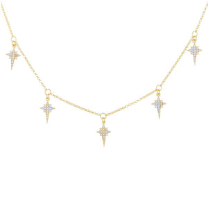 Gold Pavé Dangling Starburst Necklace - Adina Eden's Jewels