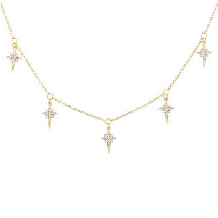 Gold Pavé Dangling Starburst Necklace - Adina Eden's Jewels