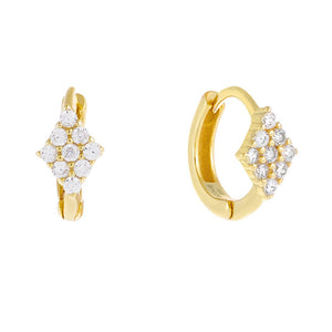 Gold Pavé Diamond Charm Huggie Earring - Adina Eden's Jewels