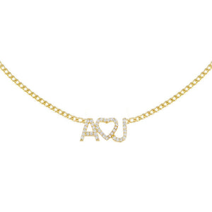 Gold Pavé Heart Nameplate Choker - Adina Eden's Jewels