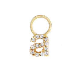 Gold / Single Tiny Lowercase Pavé Initial Charm - Adina Eden's Jewels