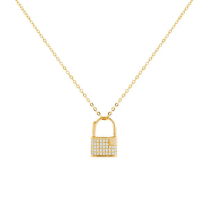 Gold Double Sided Mini Lock Necklace - Adina Eden's Jewels