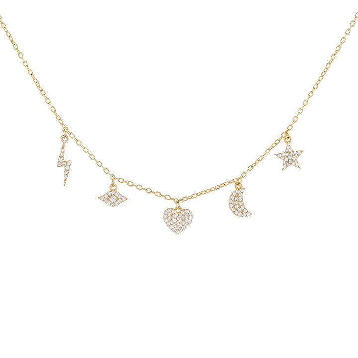 Gold Pavé Multi Charms Necklace - Adina Eden's Jewels