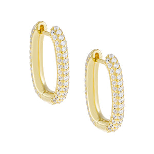 Gold Pavé Oval Huggie Earring - Adina Eden's Jewels