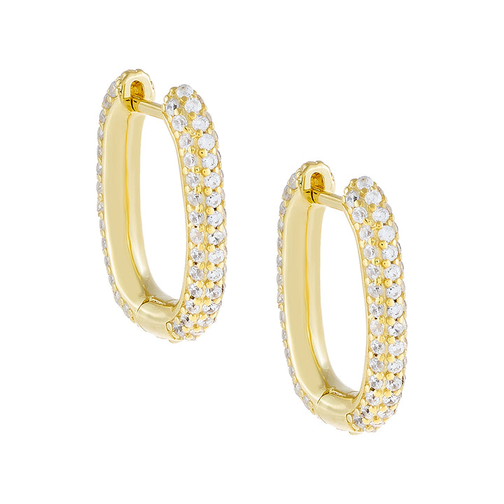 Gold Pavé Oval Huggie Earring - Adina Eden's Jewels