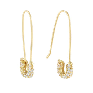 Gold Pavé Safety Pin Earring - Adina Eden's Jewels
