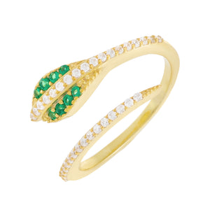 Gold Pavé Serpent Wrap Ring - Adina Eden's Jewels