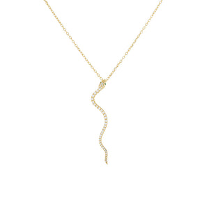 Gold Pavé Snake Drop Necklace - Adina Eden's Jewels