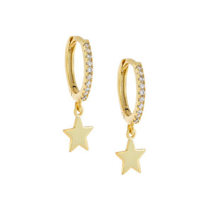 Gold CZ Star Huggie Earring - Adina Eden's Jewels