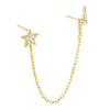 Gold / Single Pavé Star X Lightning Chain Stud Earring - Adina Eden's Jewels