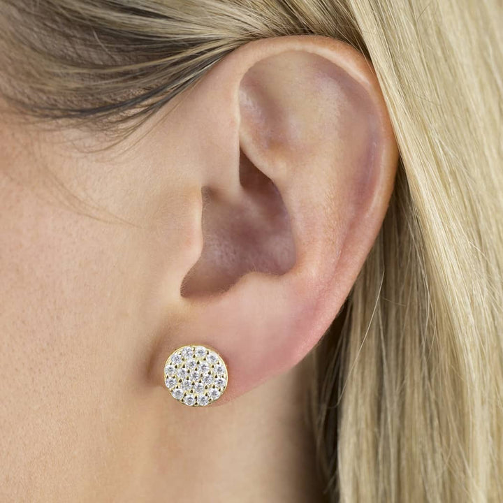  Pavé Round Disc Stud Earring - Adina Eden's Jewels