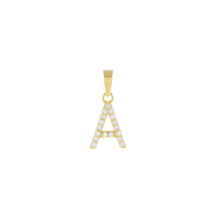 Gold / F Pavé Initial Necklace Charm - Adina Eden's Jewels